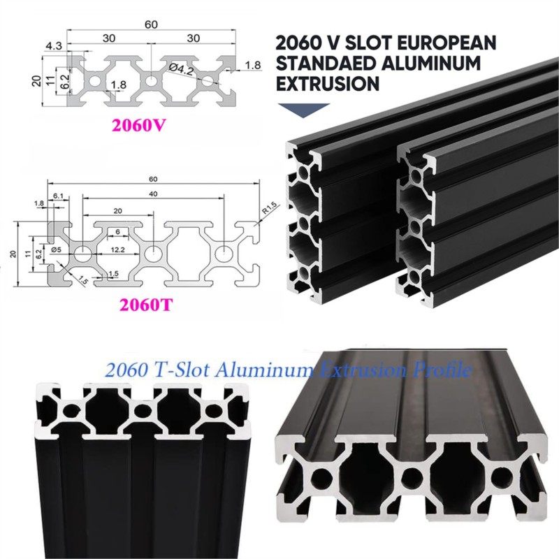 1Pcs Black Aluminum Profile 20 - V Slot Aluminum Extrusion recension och pris