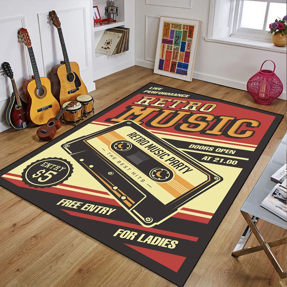 Retro Music Rugs for Bedroom D - 3D Printing Guitar recension och pris
