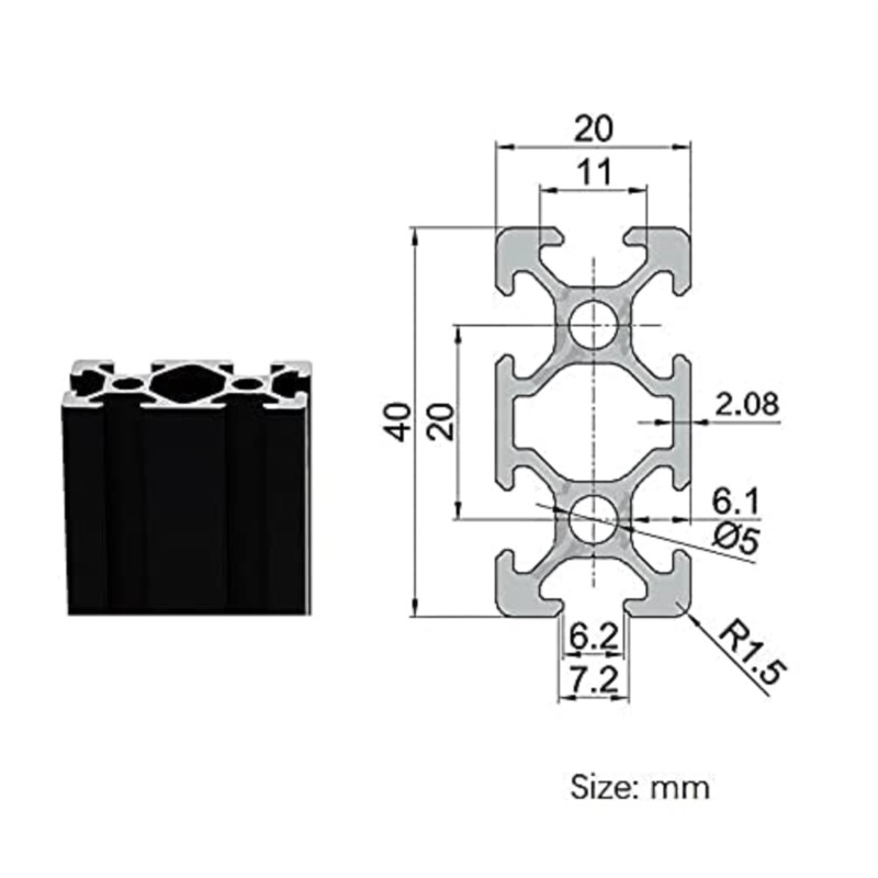1PCS BLACK 2040 T-Slot Europea - V Slot Aluminum Extrusion recension och pris