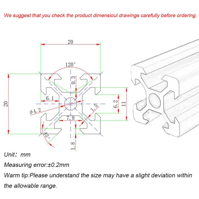 1/4PCS 2020 V-slot 2020V Europ - V Slot Aluminum Extrusion recension och pris
