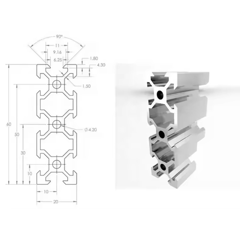 High Quality 600mm Length Silv - V Slot Aluminum Extrusion recension och pris